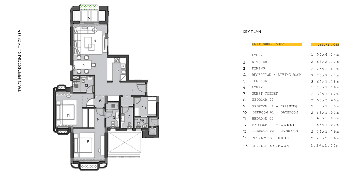 Floor plan for apartment at KAIA