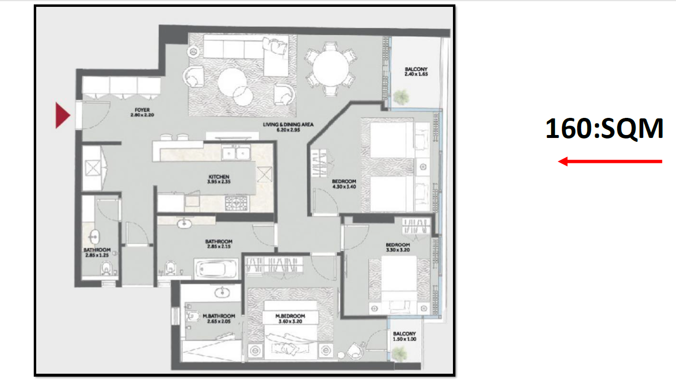 Floor plan for apartment at Marriott Residences Heliopolis