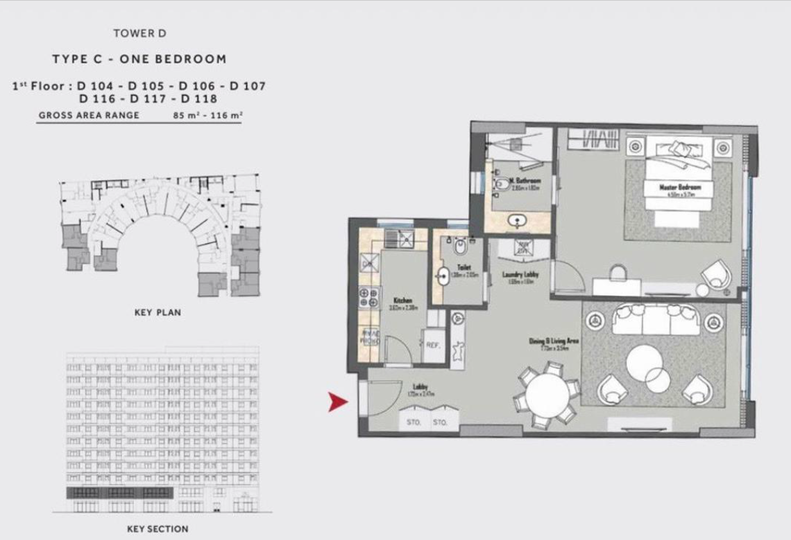 Floor plan for apartment at Marriott Residences Heliopolis
