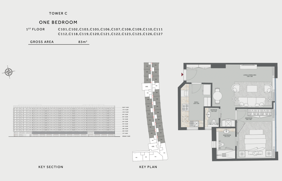 Floor plan for apartment at Redwood Tower