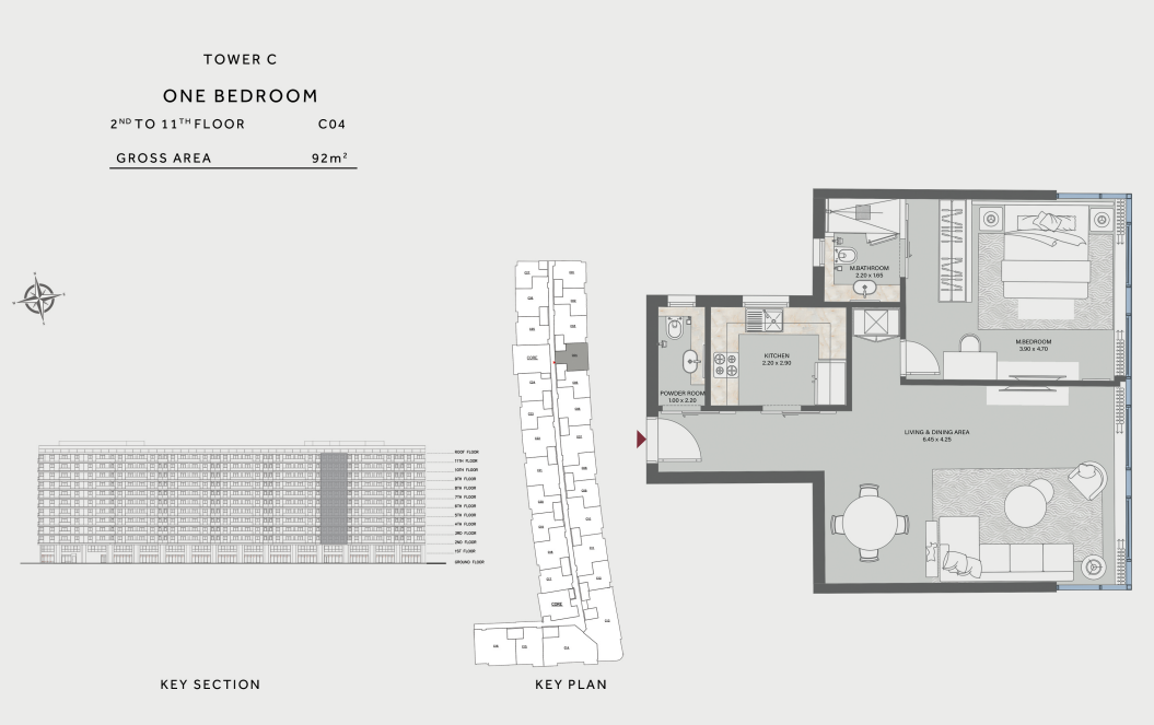 Floor plan for apartment at Redwood Tower