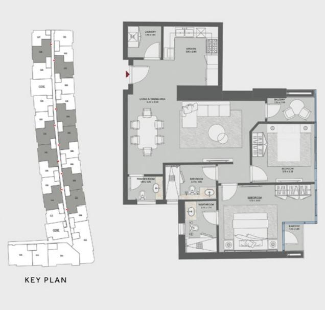 Floor plan for apartment at Redwood Tower