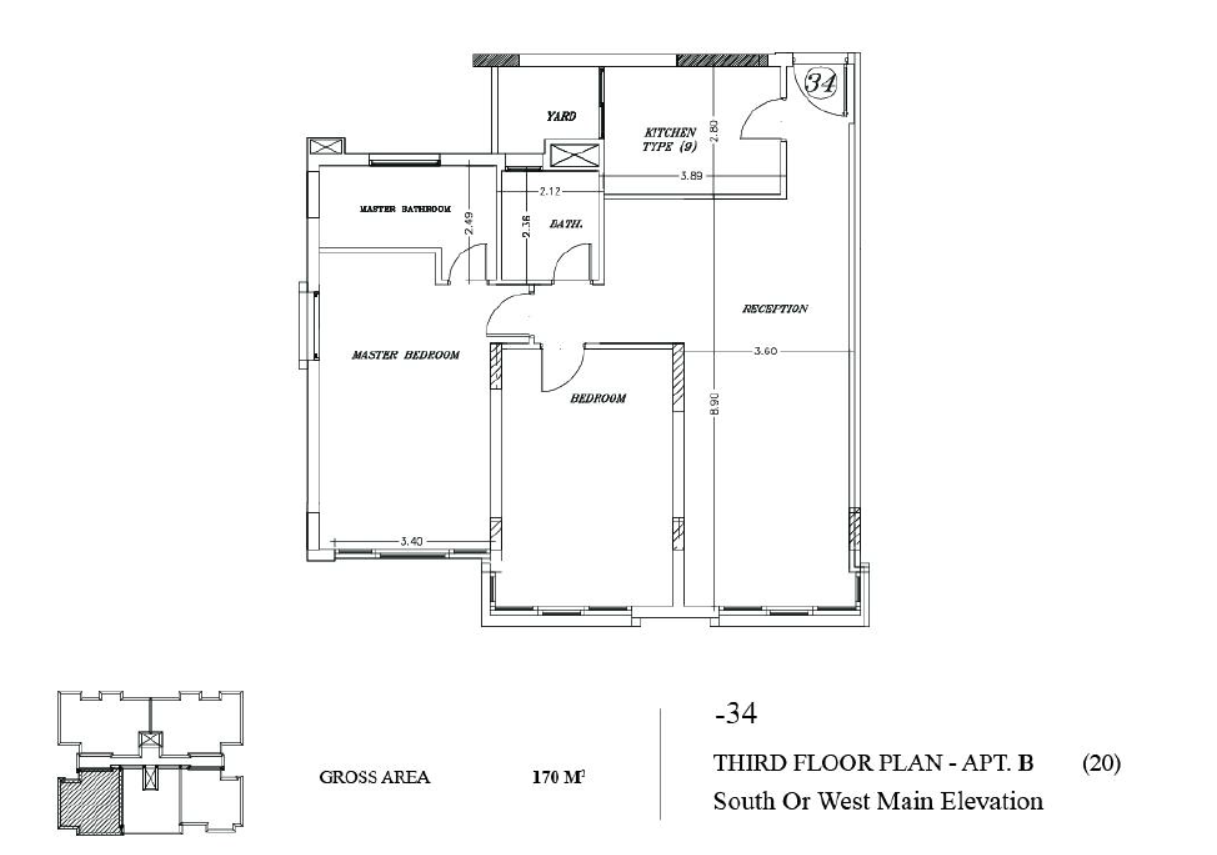Floor plan for apartment at The Waterway - New Cairo