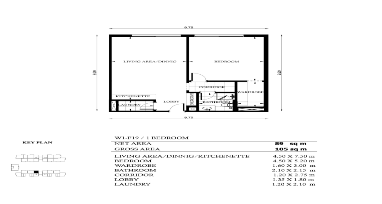 Floor plan for apartment at WBR1