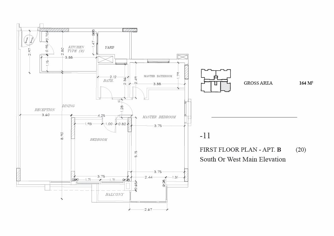 Floor plan for apartment at The Waterway - New Cairo