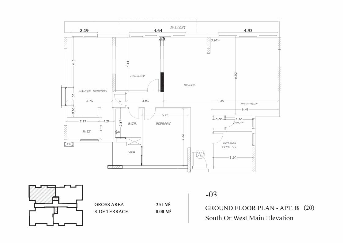 Floor plan for apartment at The Waterway - New Cairo