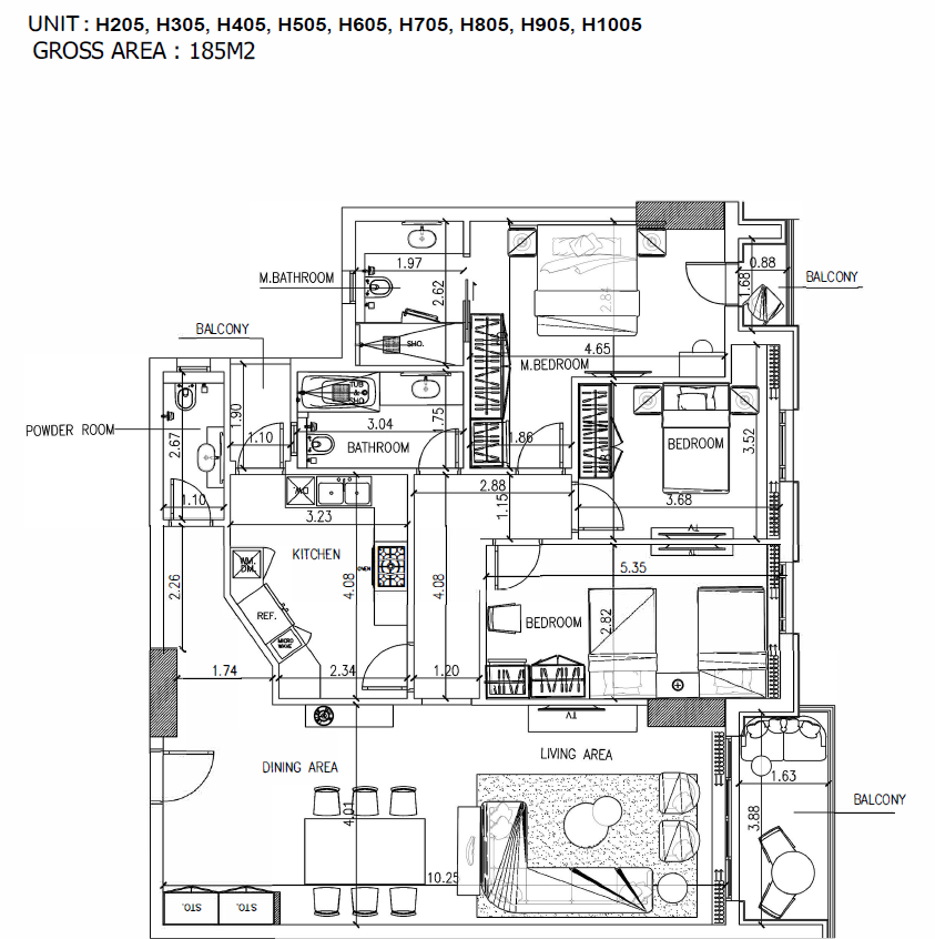 Floor plan for apartment at Marriott Residences Heliopolis