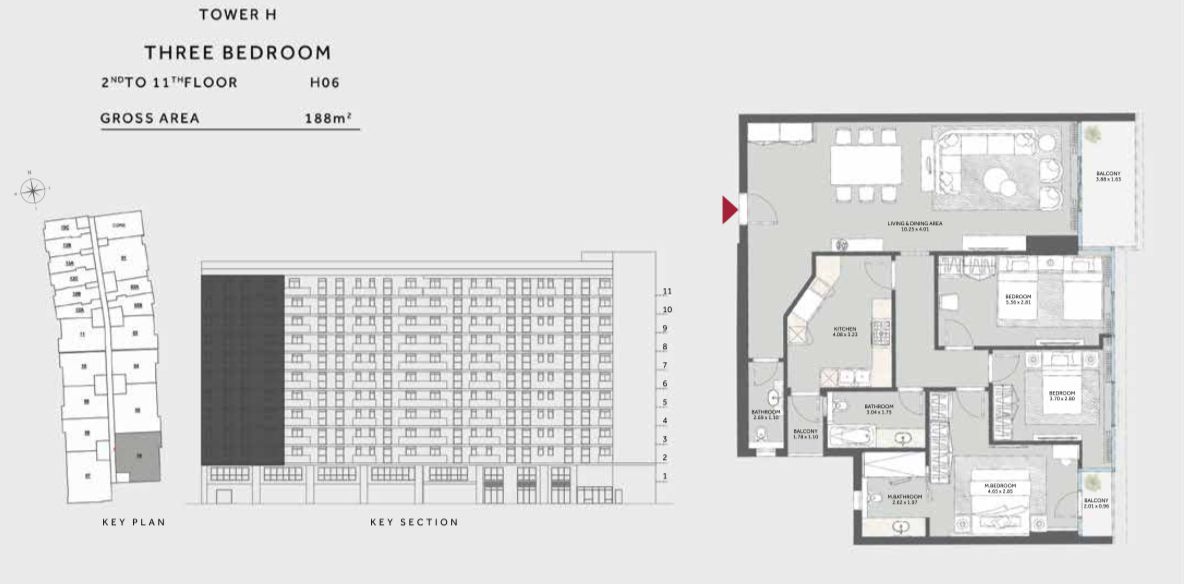 Floor plan for apartment at Tower H-Marriot Residence