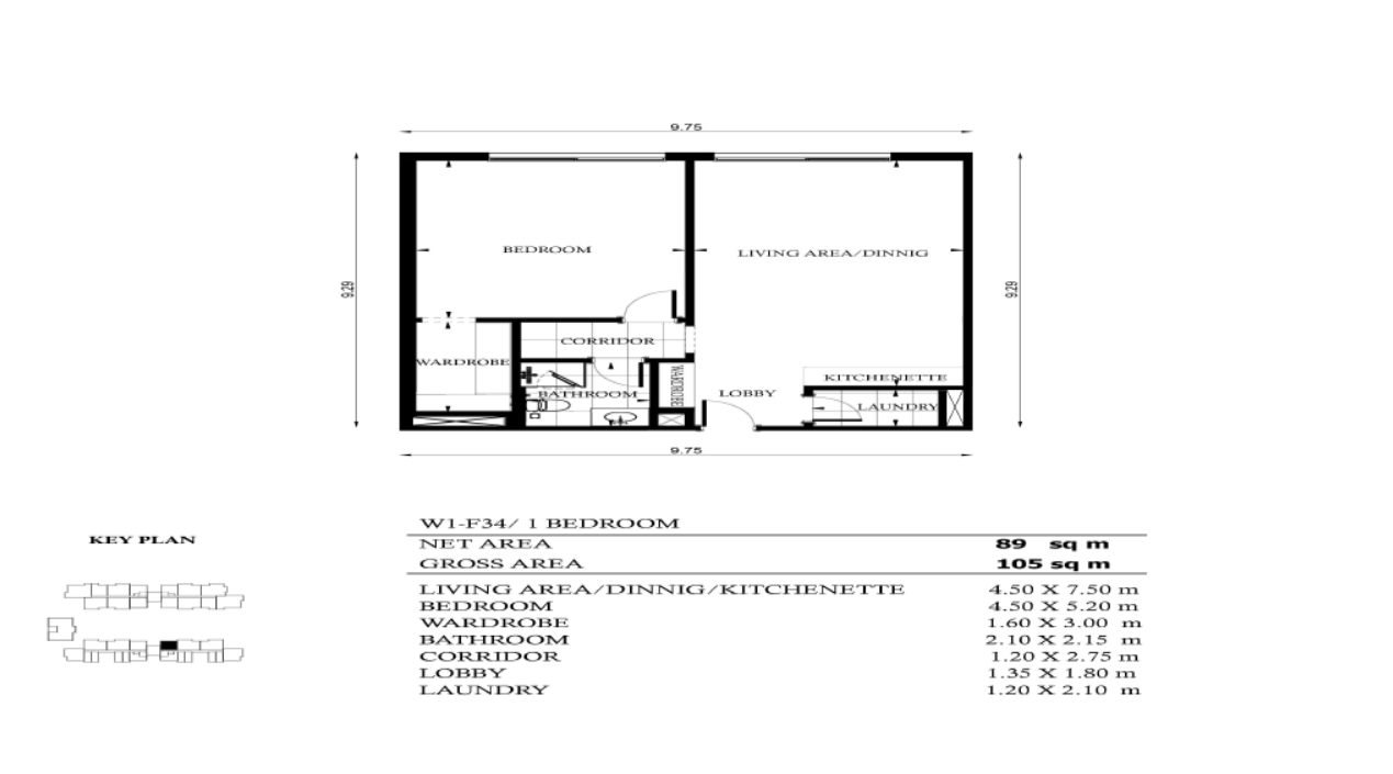 Floor plan for apartment at WBR1