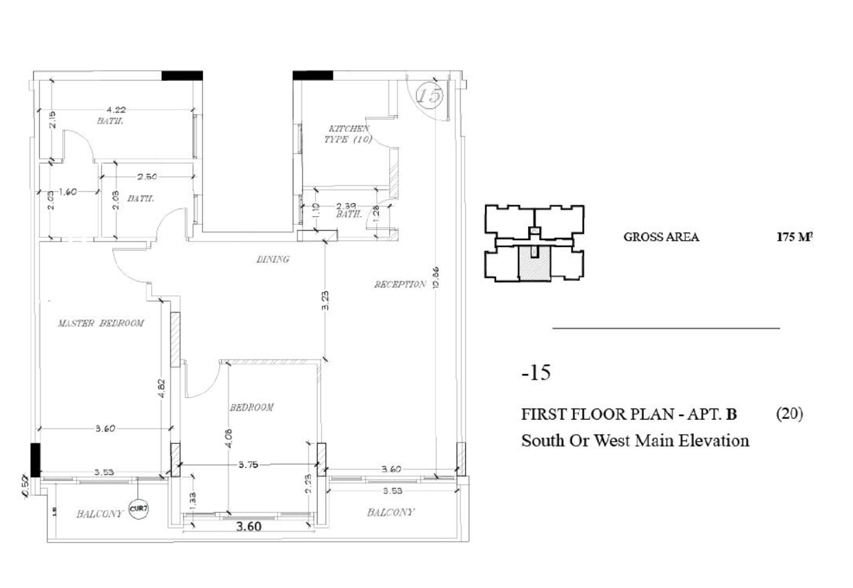 Floor plan for apartment at The Waterway - New Cairo