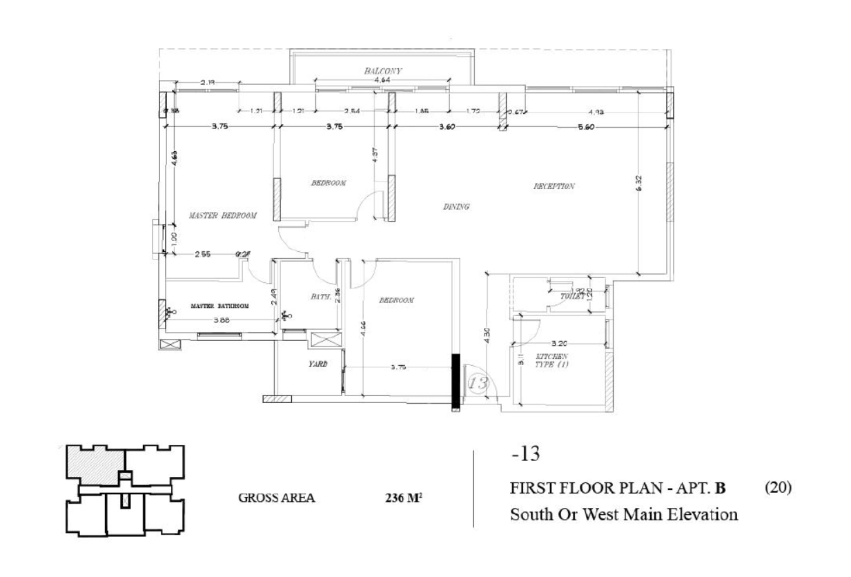 Floor plan for apartment at The Waterway - New Cairo