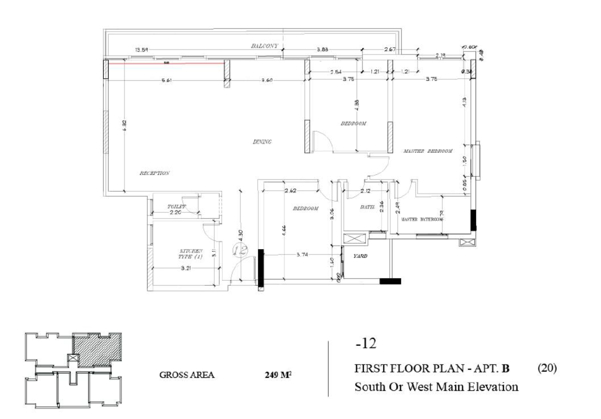 Floor plan for apartment at The Waterway - New Cairo