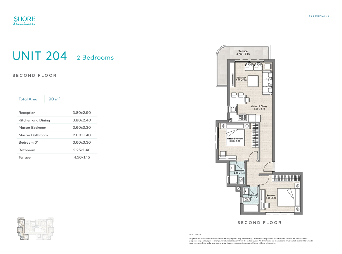 Floor plan for apartment at Hyde Park North - Seashore