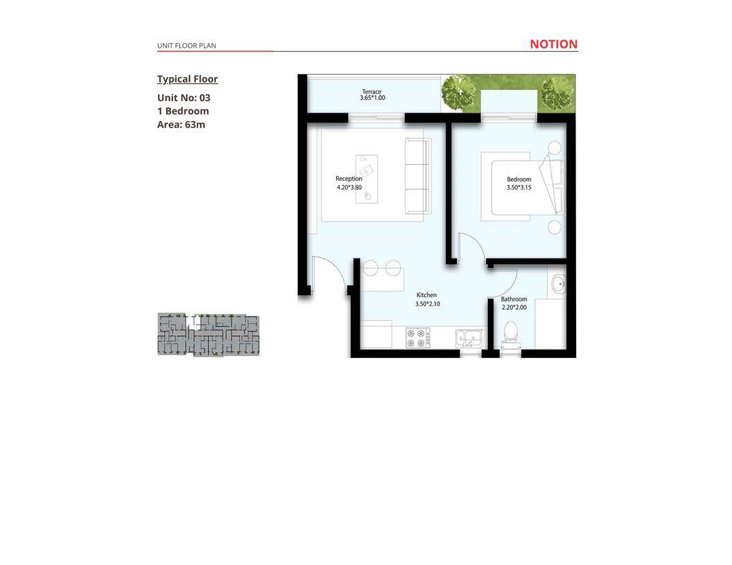 Floor plan for apartment at Notion