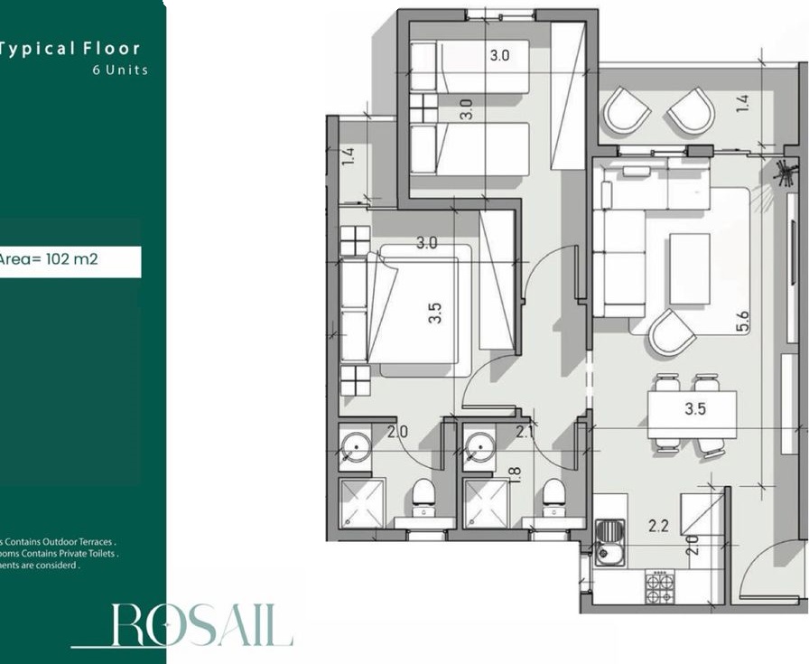 Floor plan for apartment at Rosail