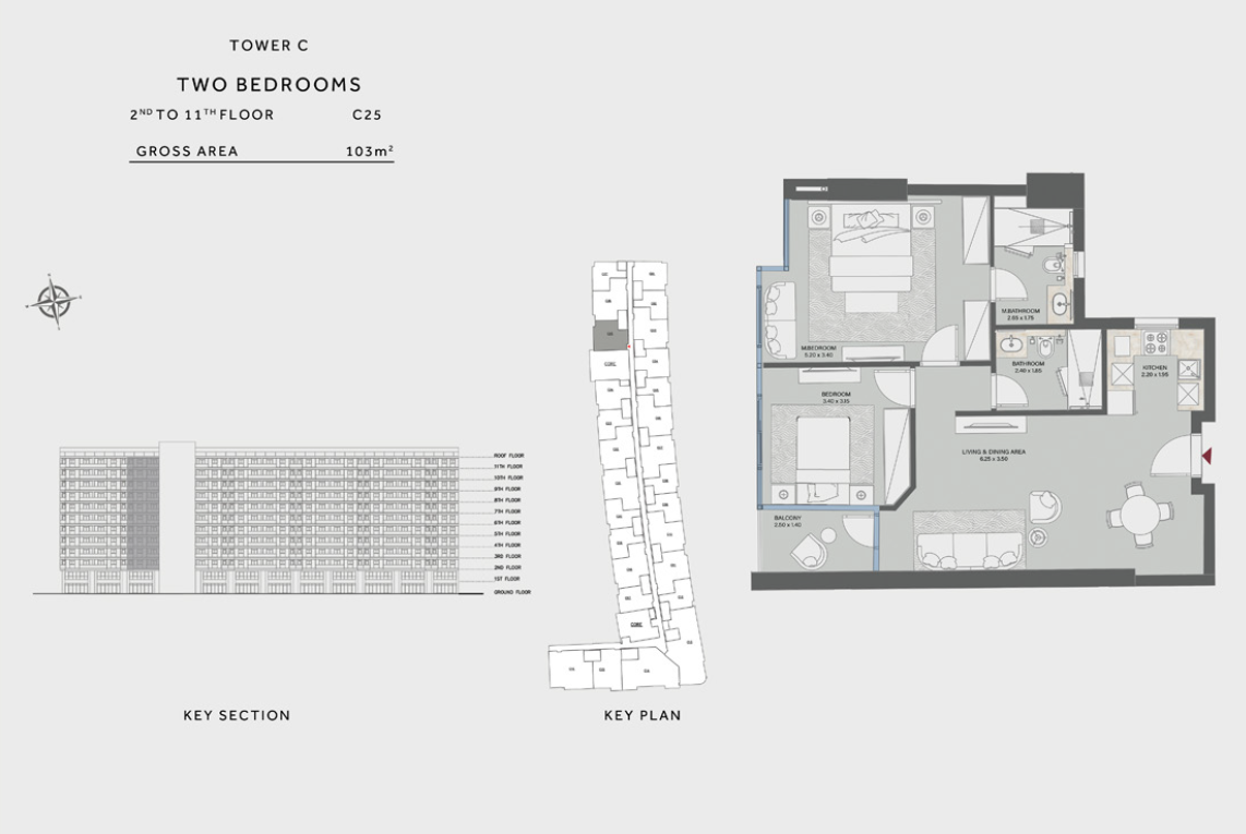 Floor plan for apartment at Redwood Tower