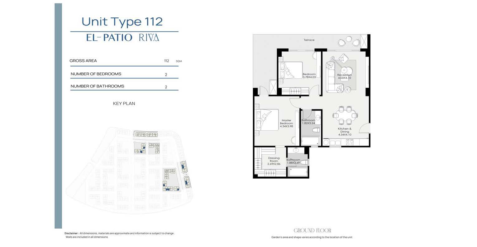 Floor plan for apartment at El Patio Riva