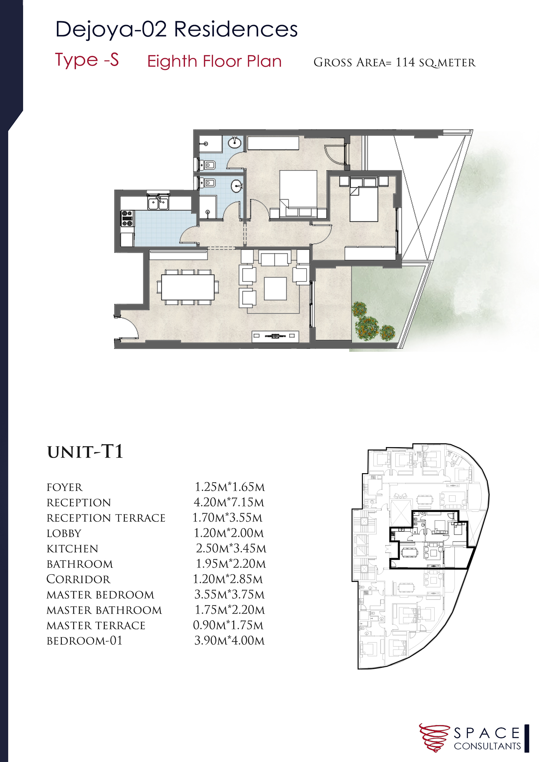 Floor plan for apartment at De Joya 2