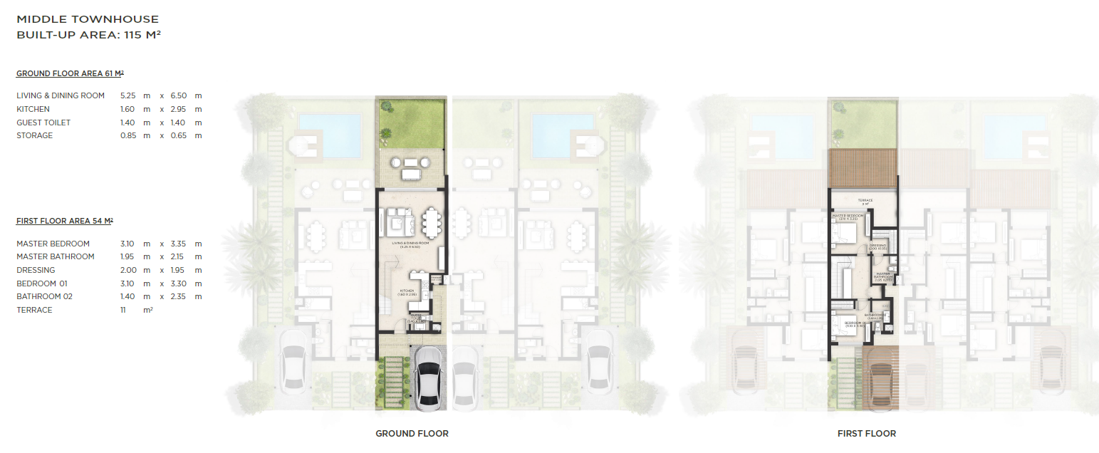 Floor plan for townhouse at makadina