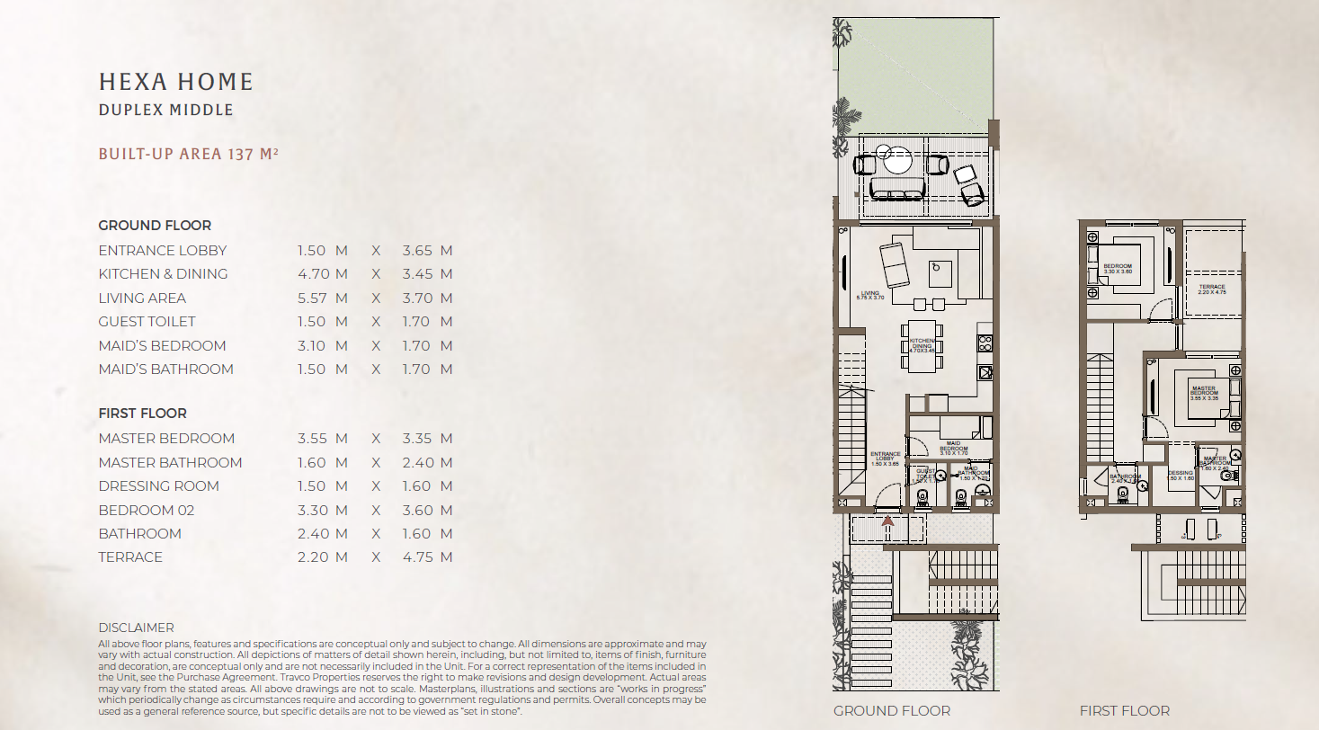 Floor plan for duplex at Almaza Ras Soma - Marina Gate