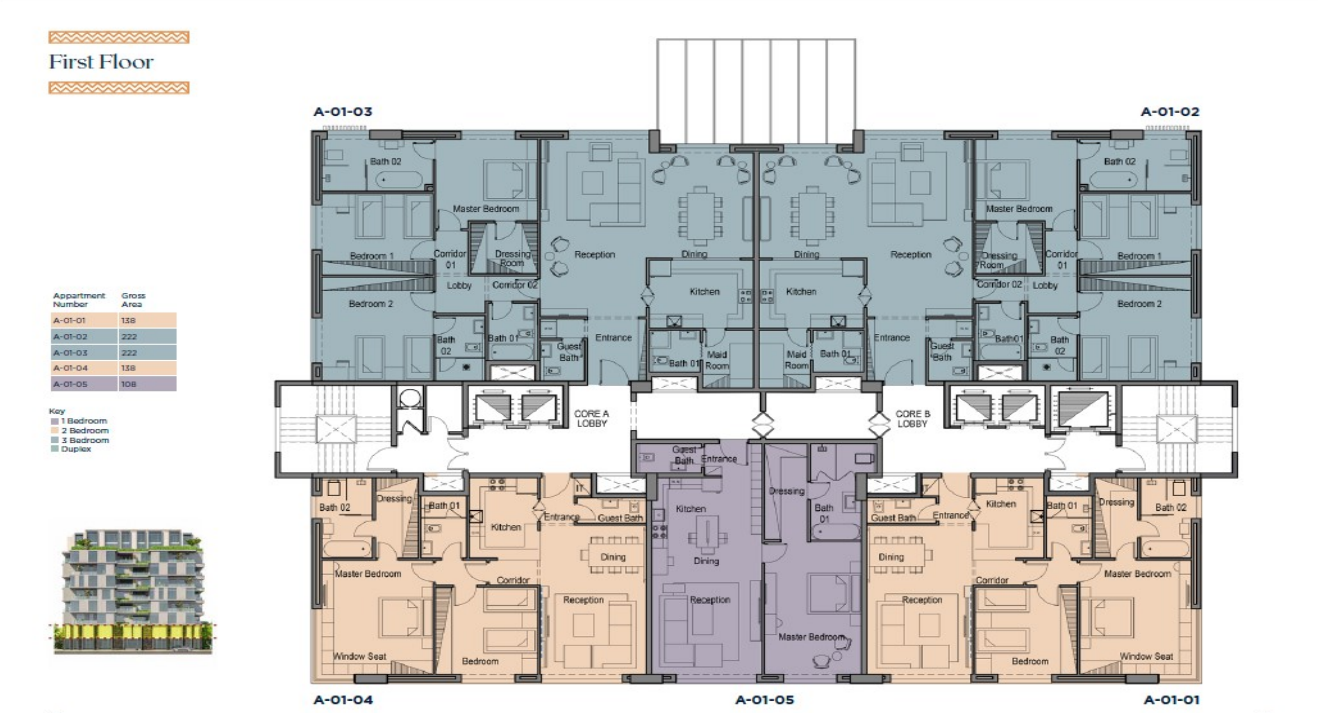 Floor plan for apartment at 205 Arkan Palm