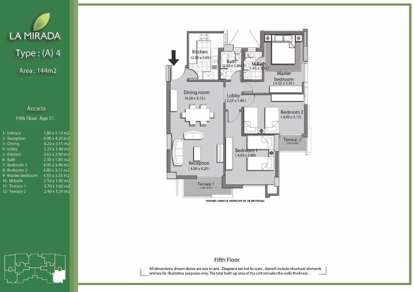Floor plan for apartment at La Mirada