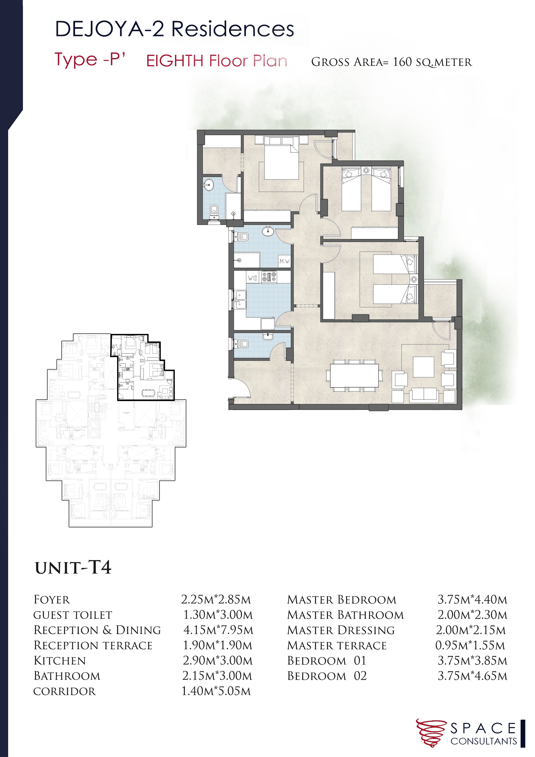Floor plan for apartment at De Joya 2