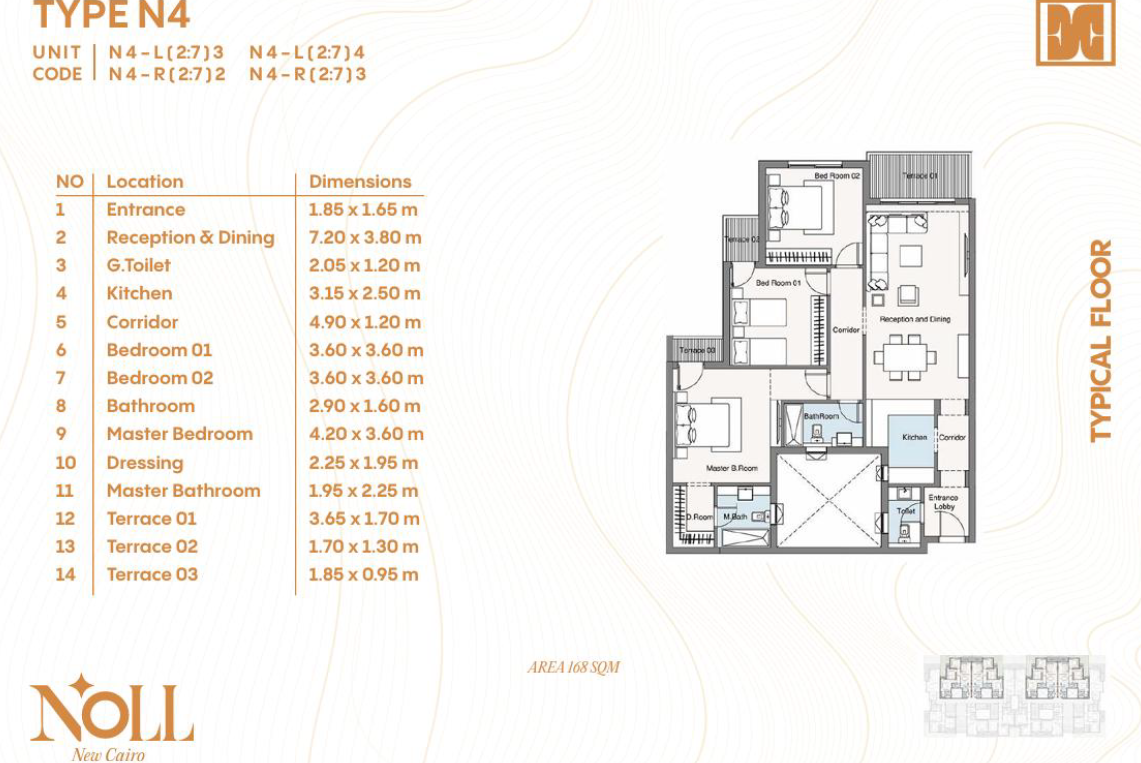 Floor plan for apartment at Noll