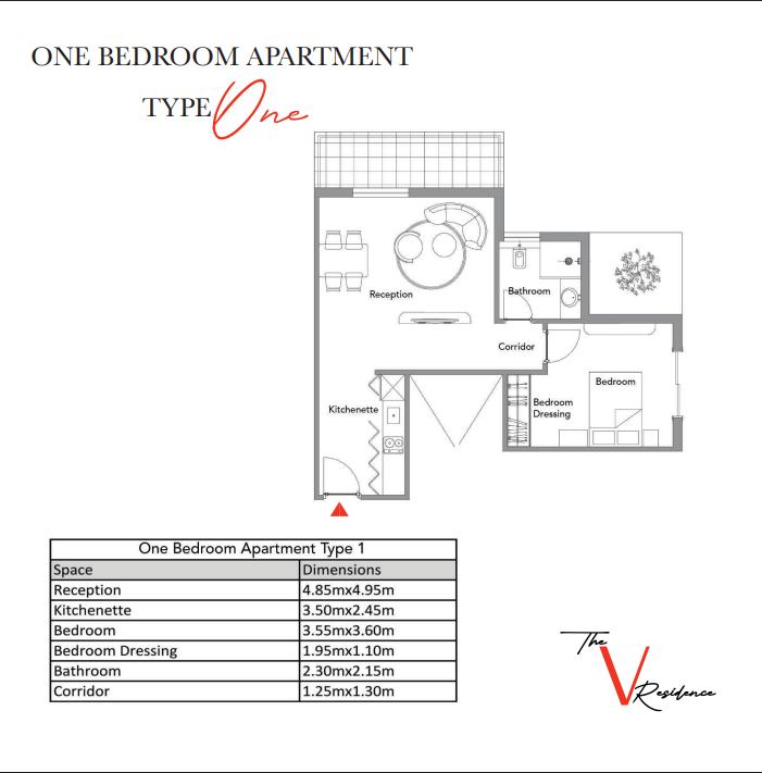 Floor plan for apartment at The V Residence - Villagio