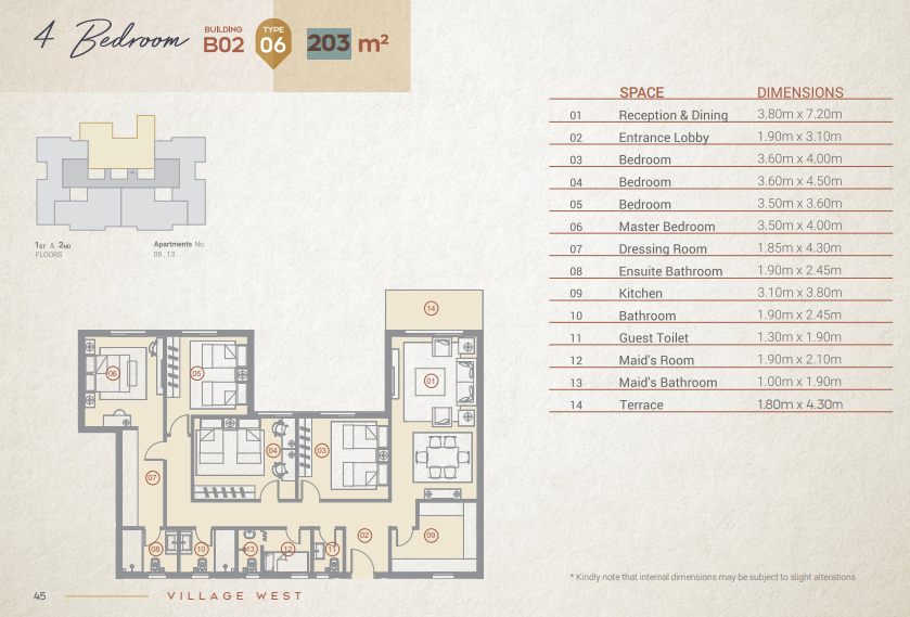 Floor plan for apartment at Village West