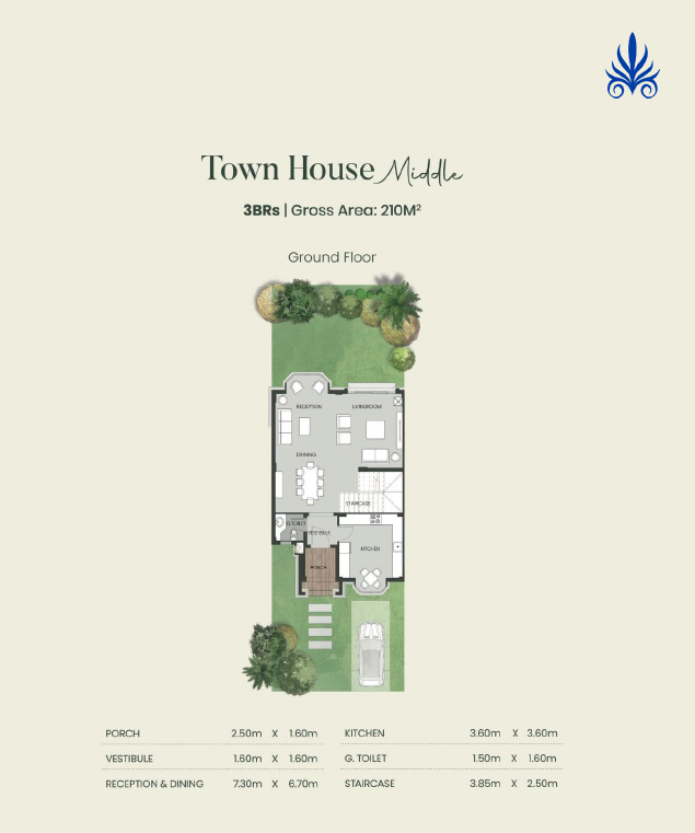 Floor plan for townhouse at Aliva Mountain View Mostakbal City