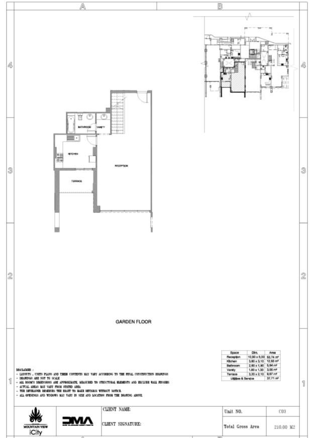 Floor plan for duplex at Club Park- ICity New Cairo