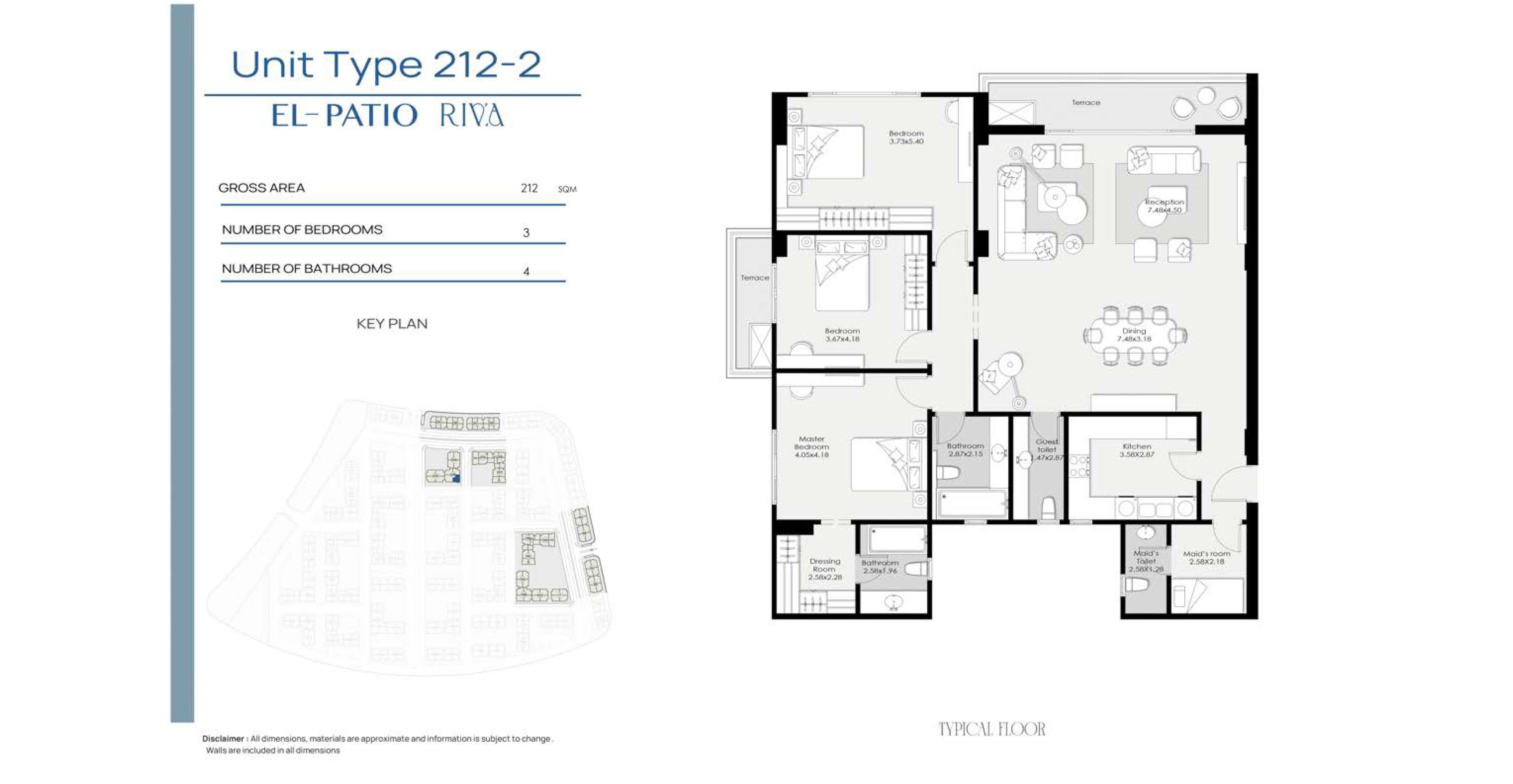 Floor plan for apartment at El Patio Riva