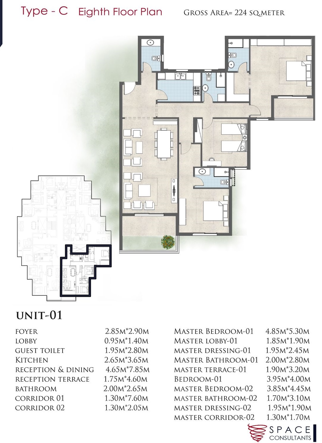 Floor plan for apartment at De Joya 1