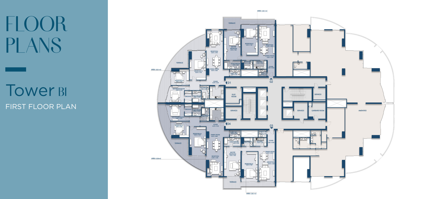 Floor plan for apartment at Beach Front Towers