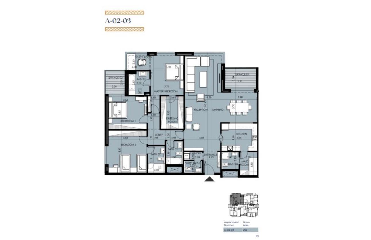 Floor plan for apartment at 205 Arkan Palm