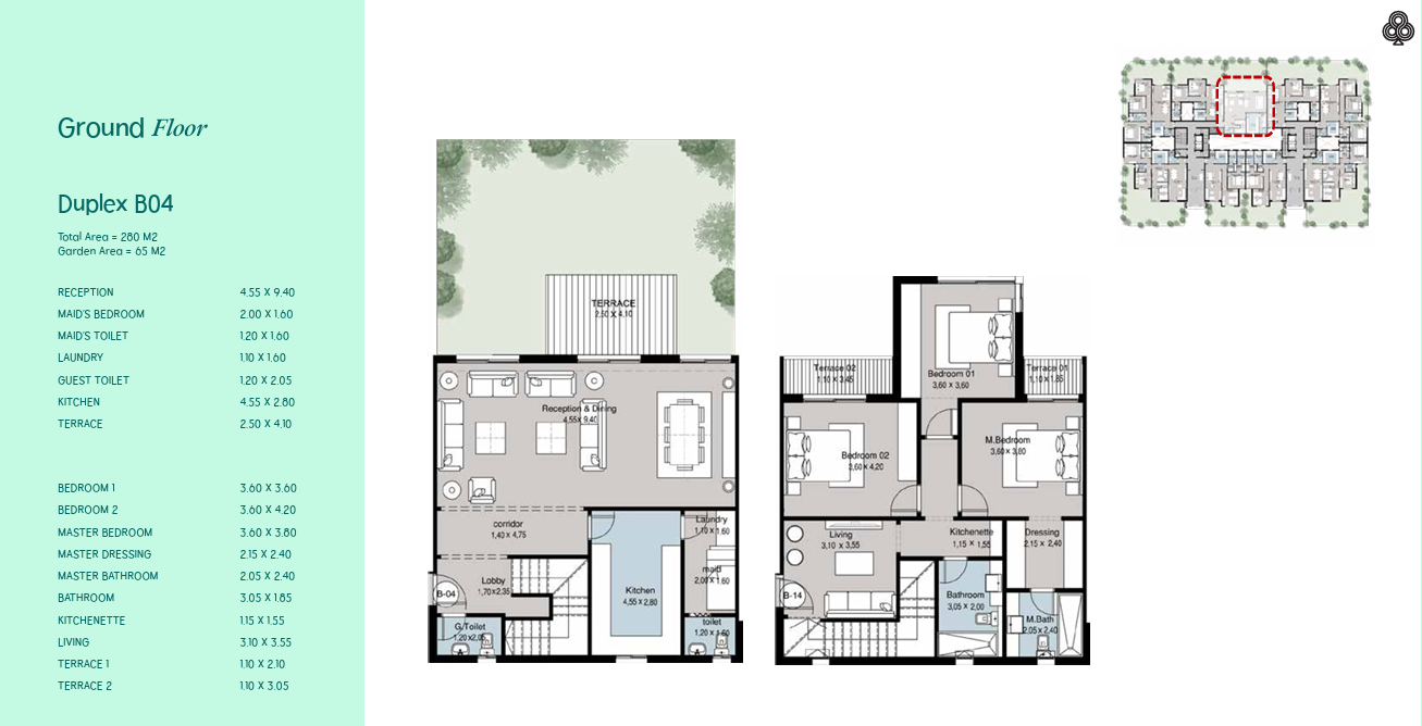 Floor plan for duplex at Monark Residence