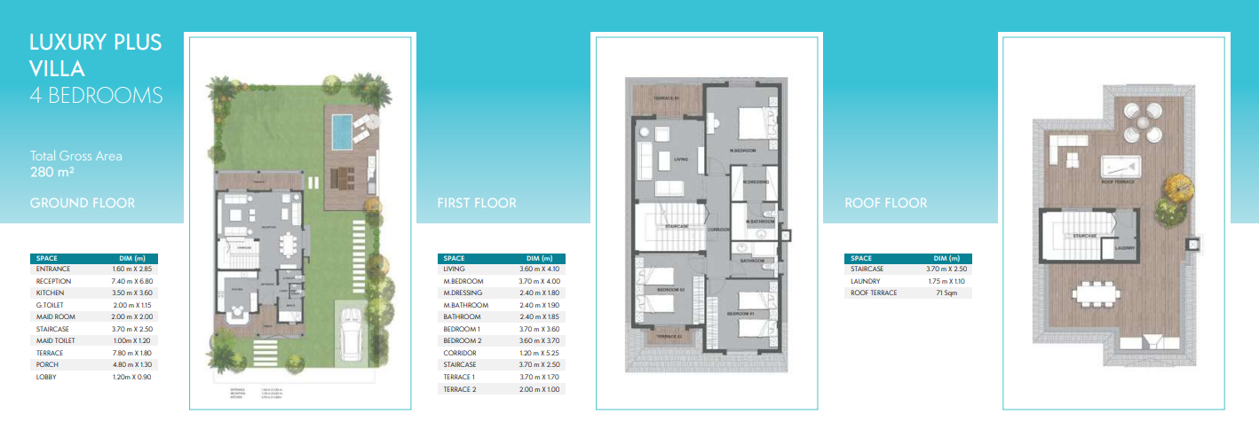 Floor plan for villa at Lagoon Beach Park Mountain View I City New Cairo