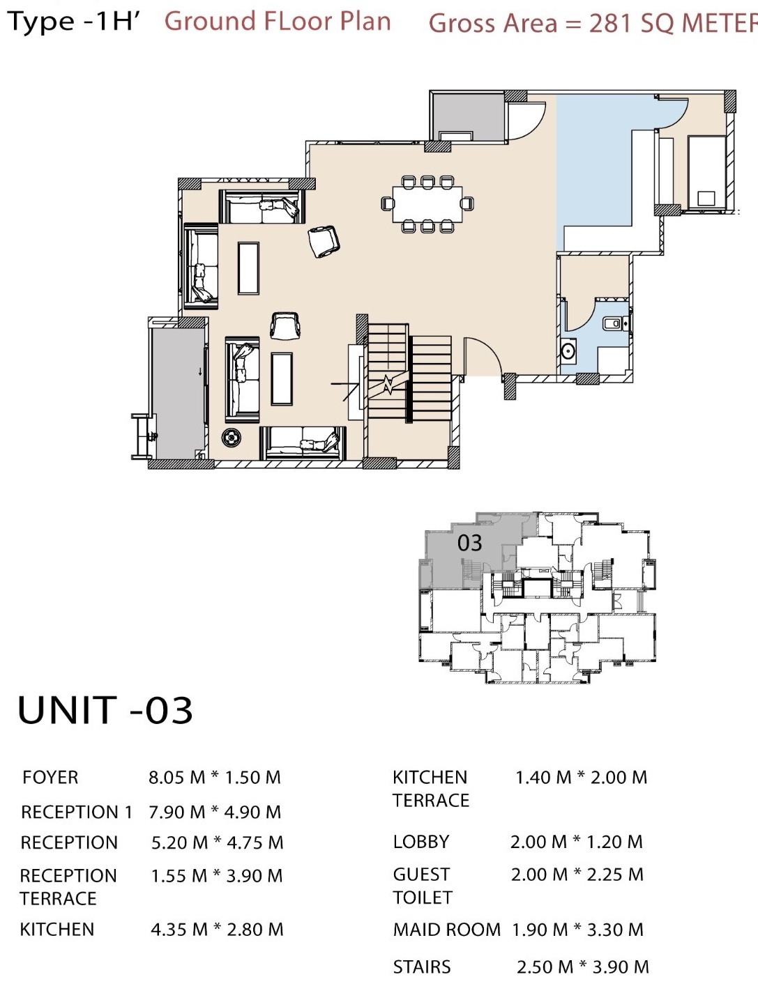 Floor plan for duplex at De Joya 1