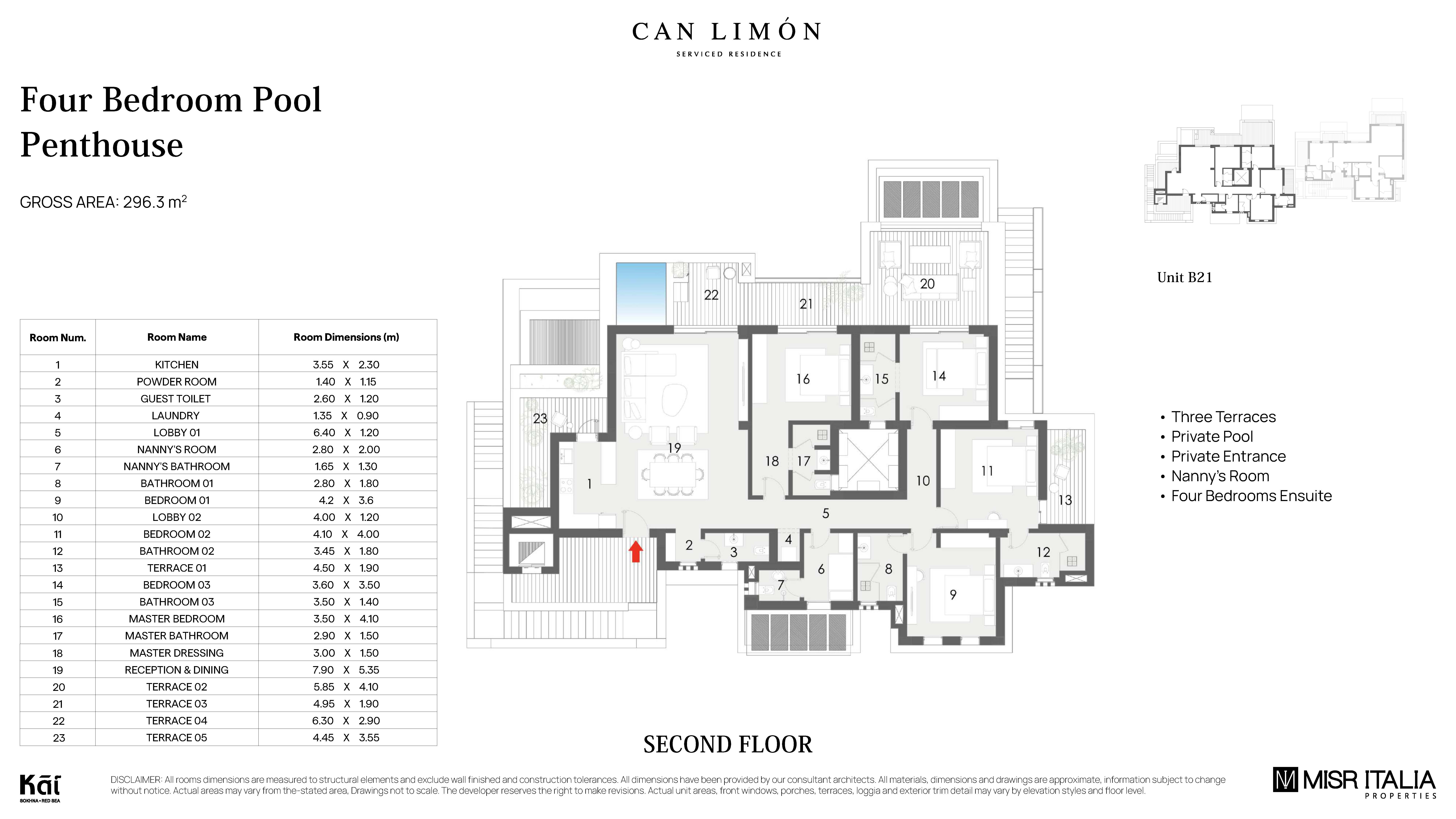 Floor plan for apartment at Can Limon - Kai Sokhna