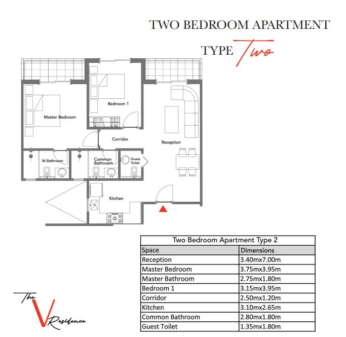 Floor plan for apartment at The V Residence - Villagio