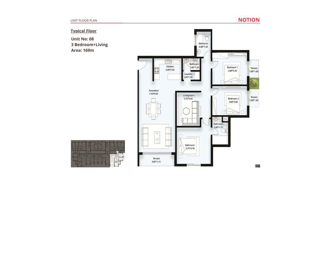 Floor plan for apartment at Notion