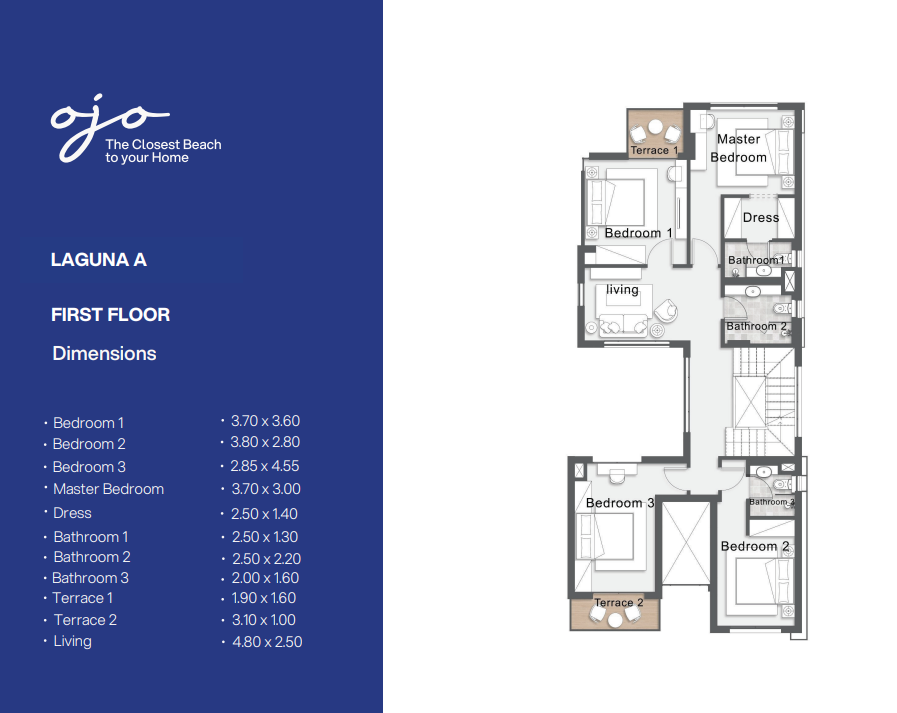 Floor plan for villa at Ojo Murano