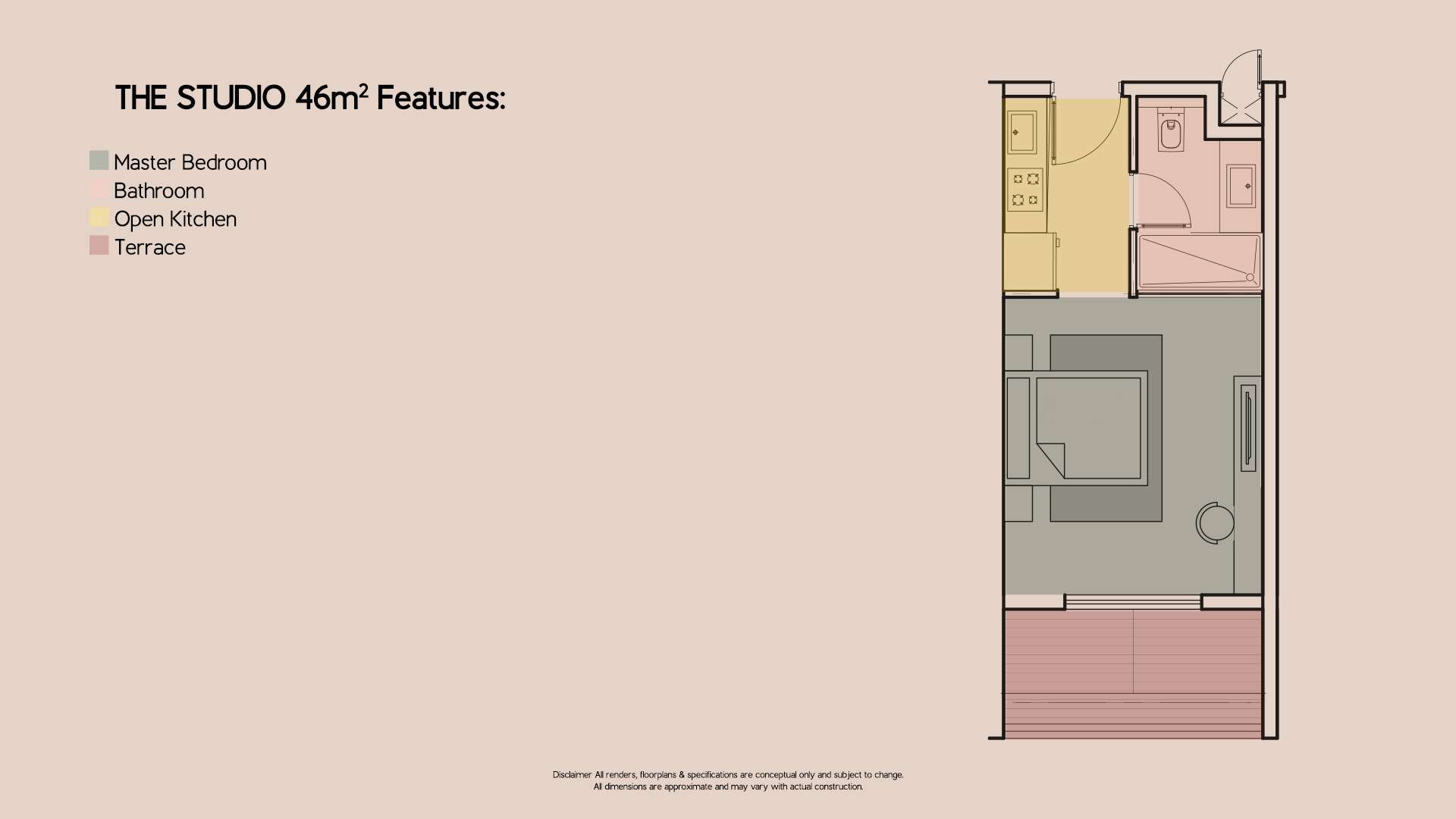 Floor plan for studio at The Red Residence