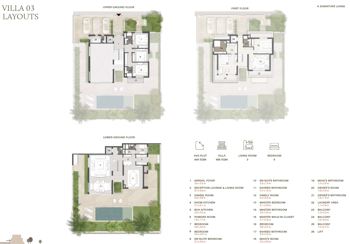 Floor plan for villa at Grova East Hills