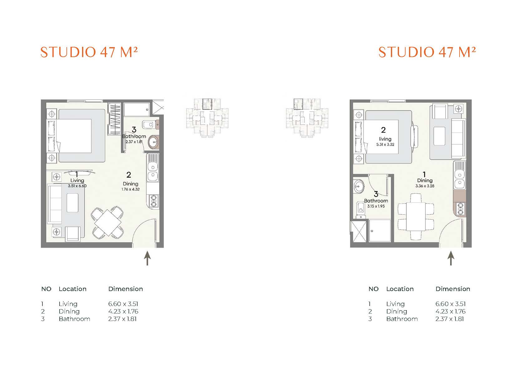 Floor plan for studio at Canyon8