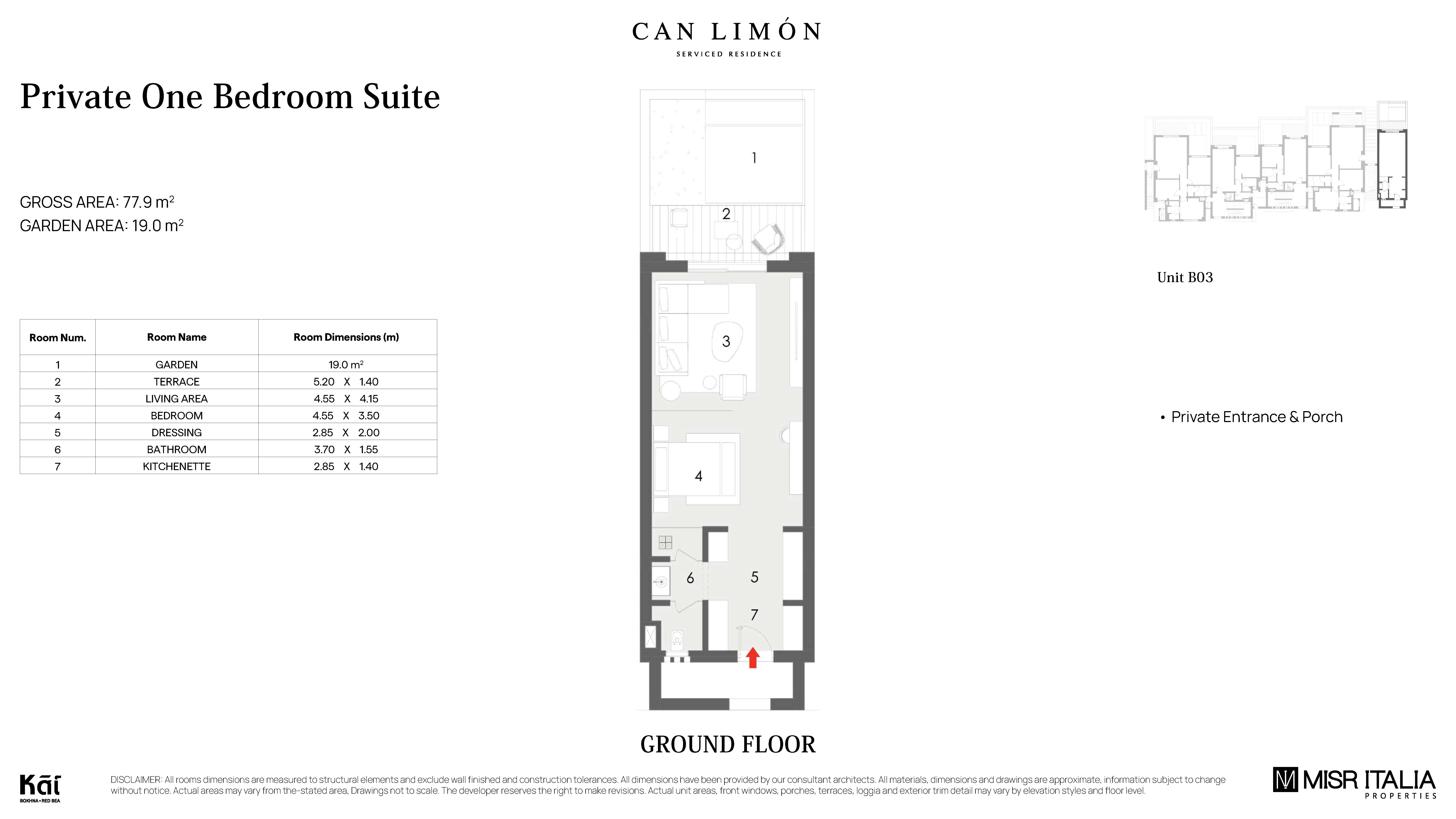 Floor plan for studio at Can Limon - Kai Sokhna