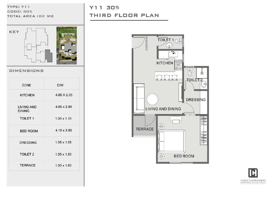 Floor plan for apartment at Yellow Residence