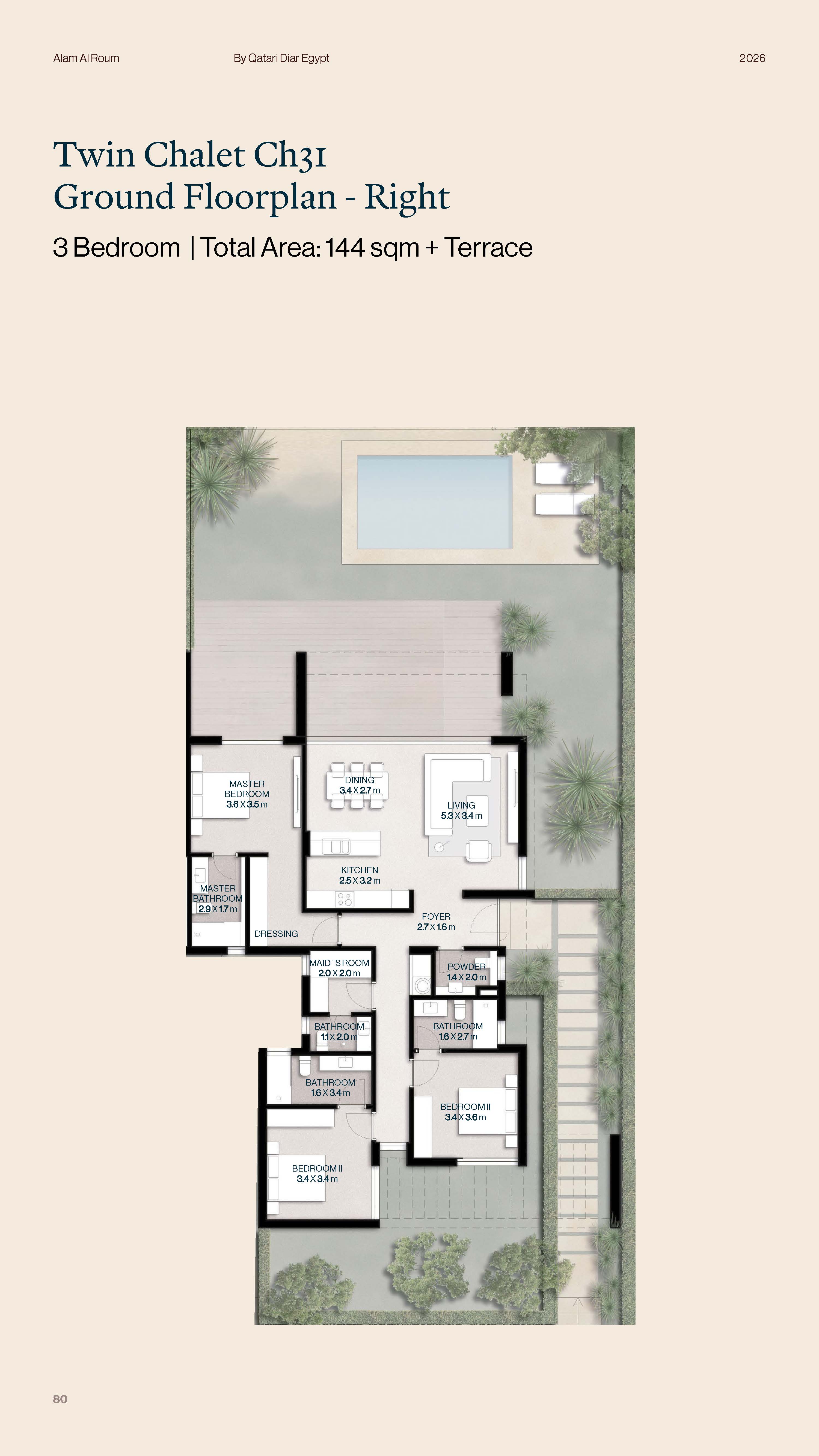 Floor plan for chalet at Alam Al Roum
