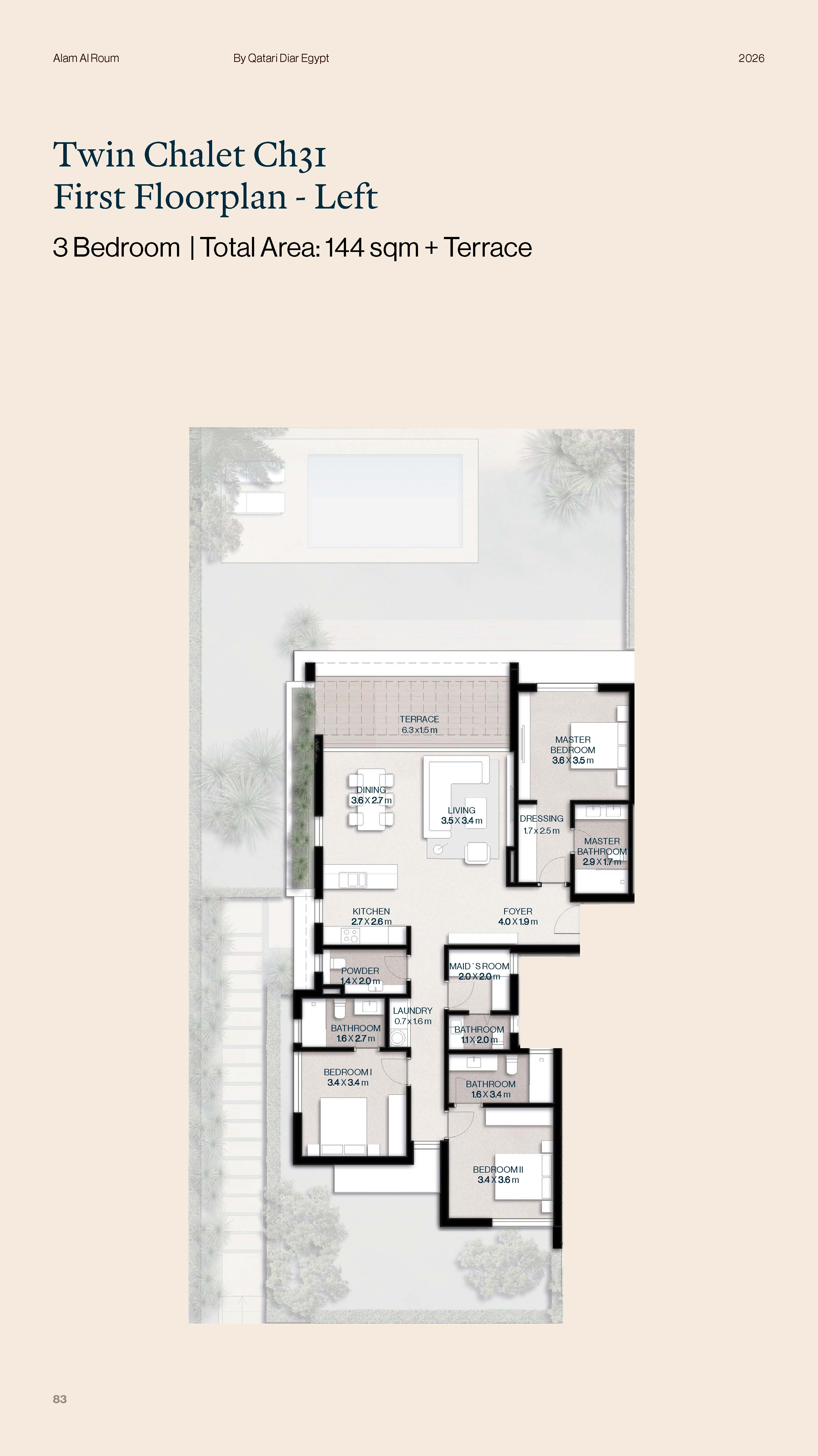 Floor plan for chalet at Alam Al Roum